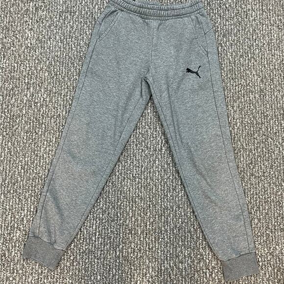 Puma Small Gray Joggers – Fleece-Lined Womens Sweatpants Cuffed Ankles Small - Picture 1 of 7
